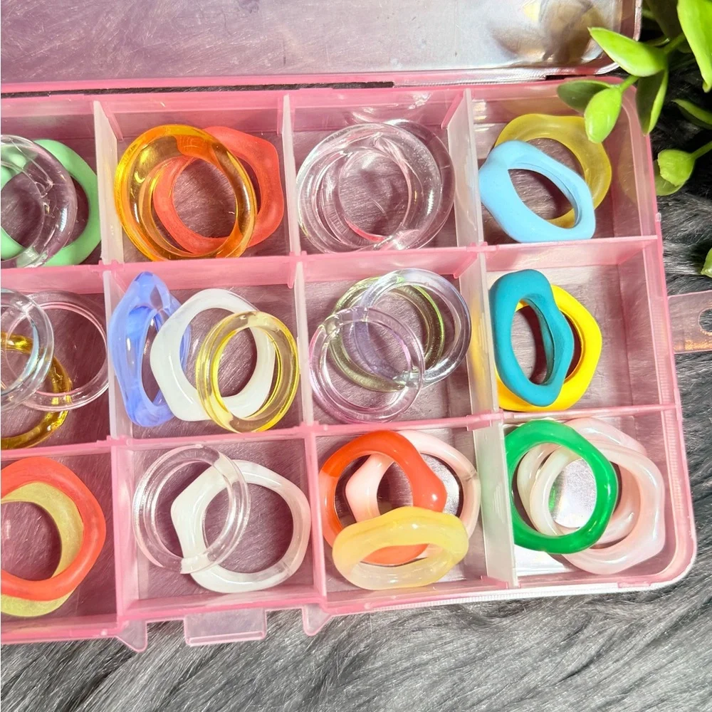 Colorful Resin Stacking Rings Set - Picture 6 of 7